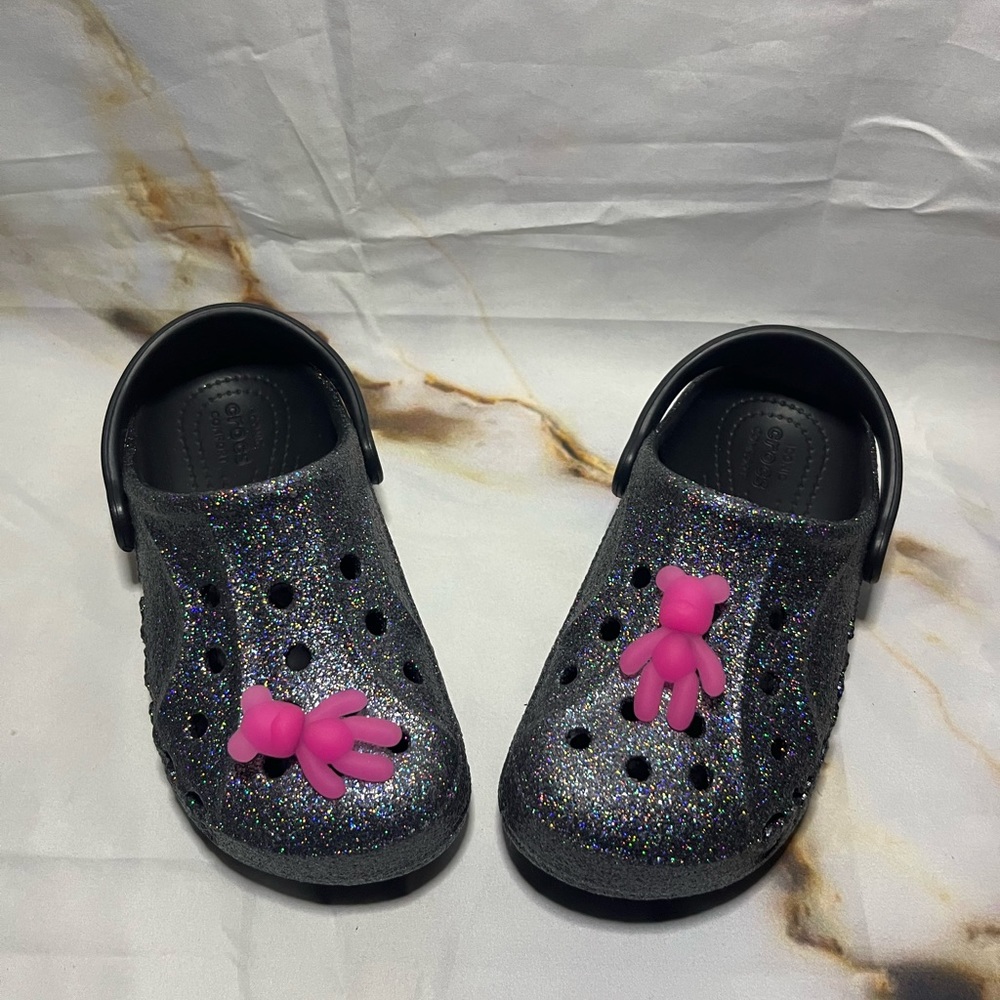 Cute handmade girls croc charms, 2 piece bears